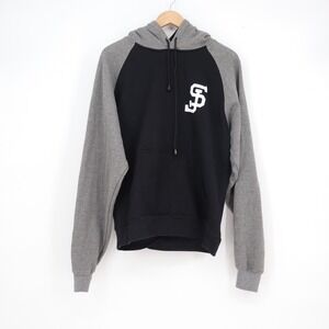 Ifse San Jose Raglan Hoodie Black Grey Graphic Sweatshirt Mens Medium